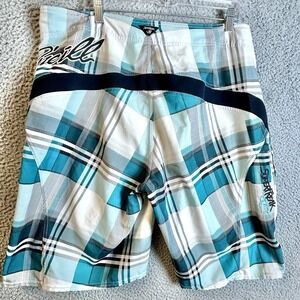 O'neill Superfreak Swim Boardshorts With Pocket Men's Size 38 Square Plaid Y2K